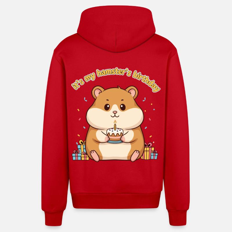 Gâteau d’anniversaire drôle de hamster - Veste à capuche bio décontractée fabriquée en UE - rouge