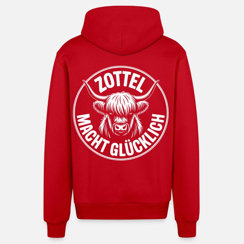 Shaggy rend les Highlands heureuses - Veste à capuche bio décontractée fabriquée en UE - rouge