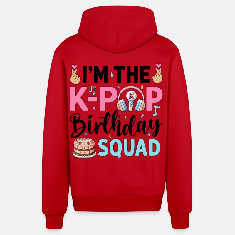 Je suis l’équipe d’anniversaire K-Pop - Veste à capuche bio décontractée fabriquée en UE - rouge