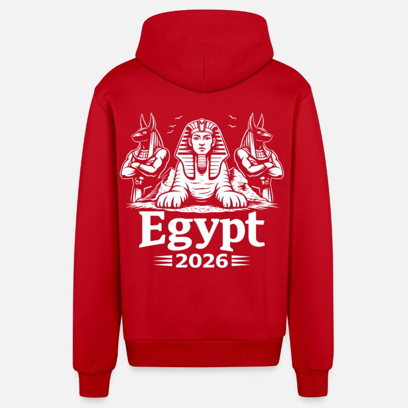 Sphinx Anubis Égypte 2026 Mysticisme - Veste à capuche bio décontractée fabriquée en UE - rouge