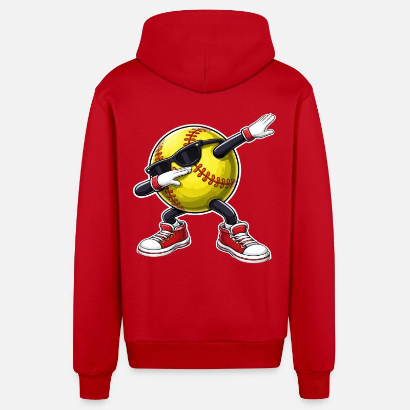 Dabping au softball - Veste à capuche bio décontractée fabriquée en UE - rouge