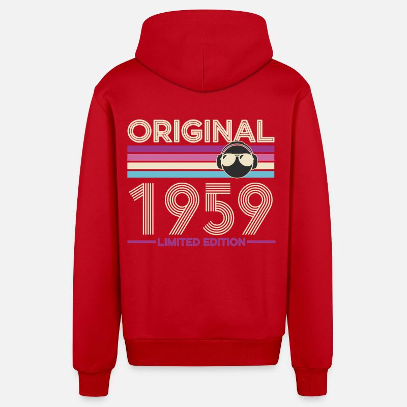 Original 1959 Édition Limitée Retro - Veste à capuche bio décontractée fabriquée en UE - rouge