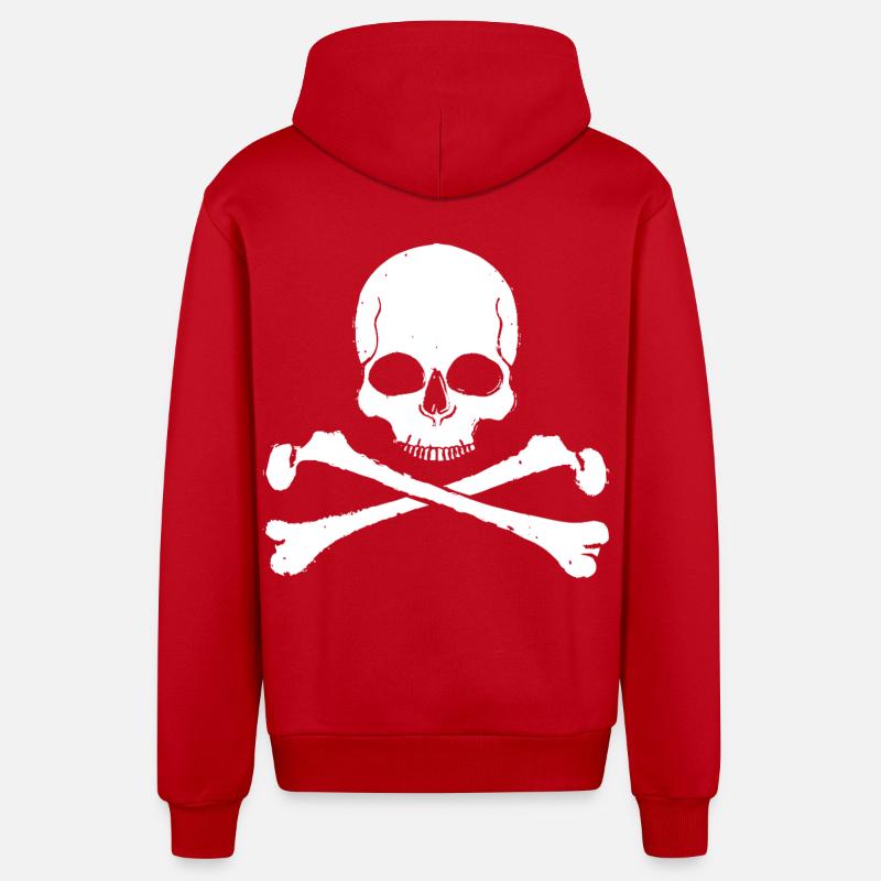Skull Cross Pattern Skull - Organic Relaxed Hooded Jacket Made in EU - red