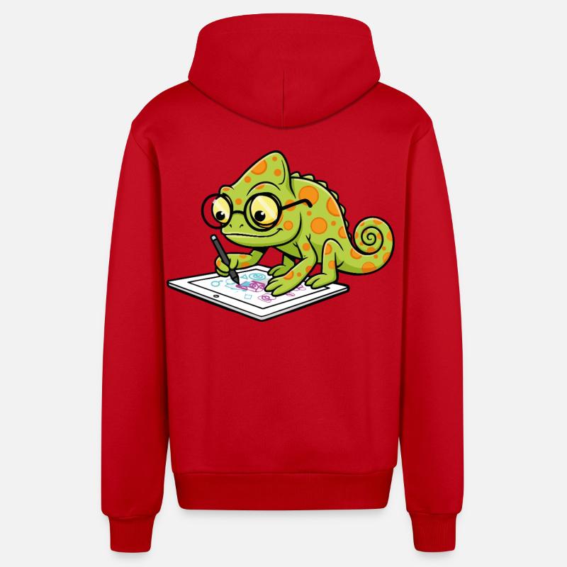 Caméléon Artiste Numérique Tablette Graphique Masc - Veste à capuche bio décontractée fabriquée en UE - rouge