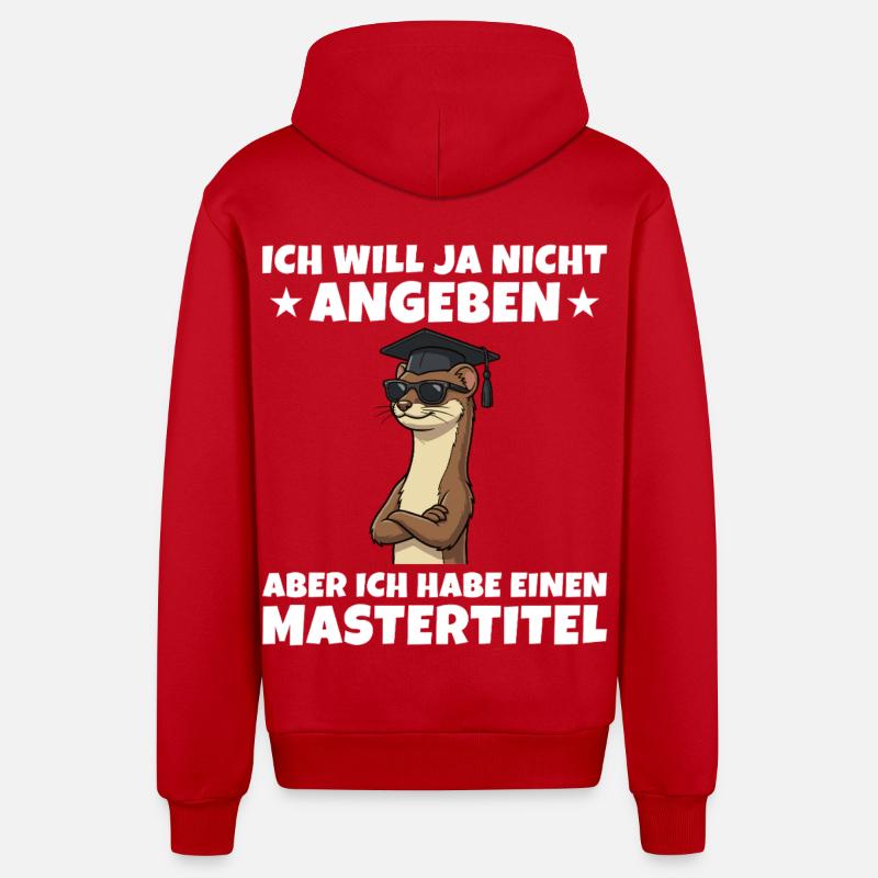 Mastertitel geschafft Wiesel Studium Abschluss - Organic Relaxed Kapuzenjacke Made in EU - Rot
