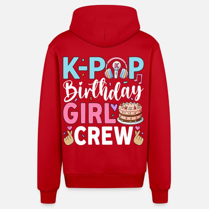Équipe des filles d’anniversaire K-Pop - Veste à capuche bio décontractée fabriquée en UE - rouge