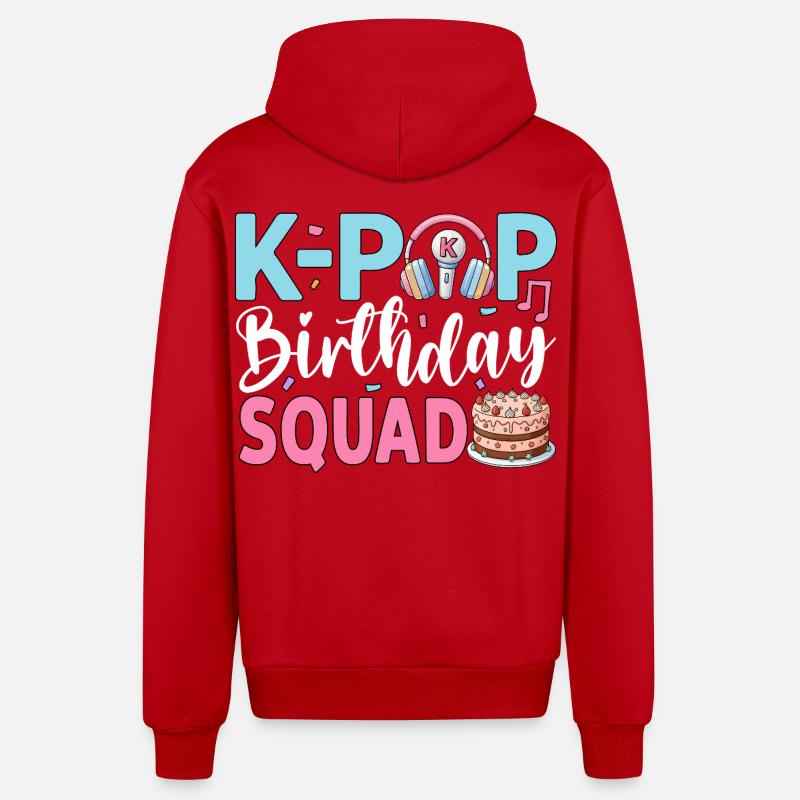 Équipe d’anniversaire K-Pop - Veste à capuche bio décontractée fabriquée en UE - rouge
