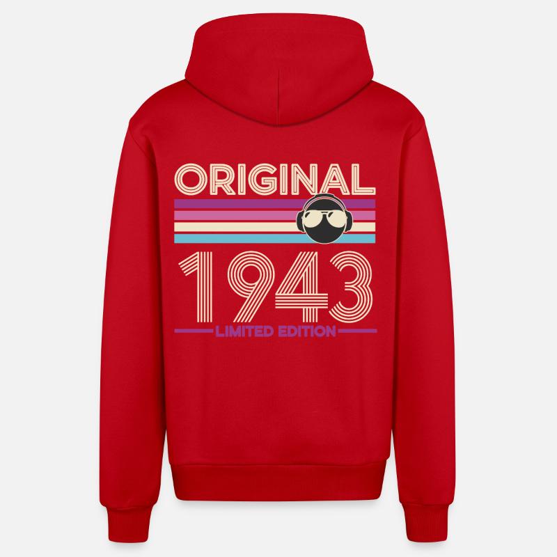 Original 1943 Edition Retro - Veste à capuche bio décontractée fabriquée en UE - rouge
