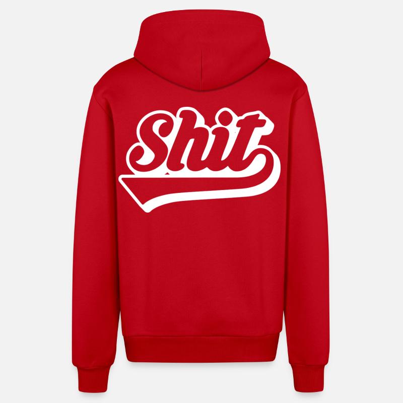 Merde Rétro Script - Veste à capuche bio décontractée fabriquée en UE - rouge