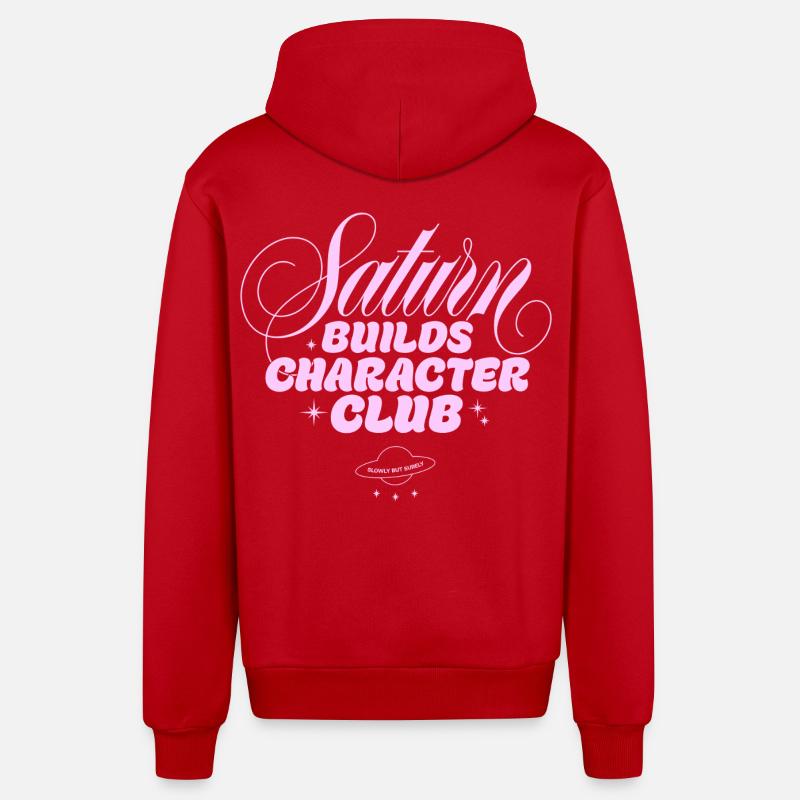 Impression du Saturn Character Club - Veste à capuche bio décontractée fabriquée en UE - rouge