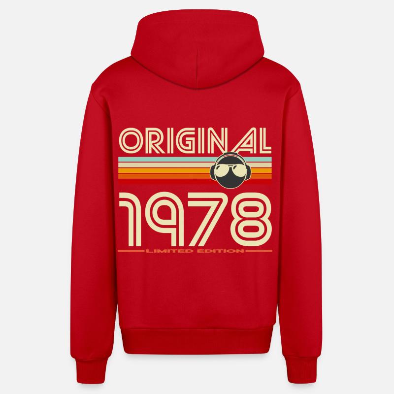 Originale 1978 Retro Casque - Veste à capuche bio décontractée fabriquée en UE - rouge