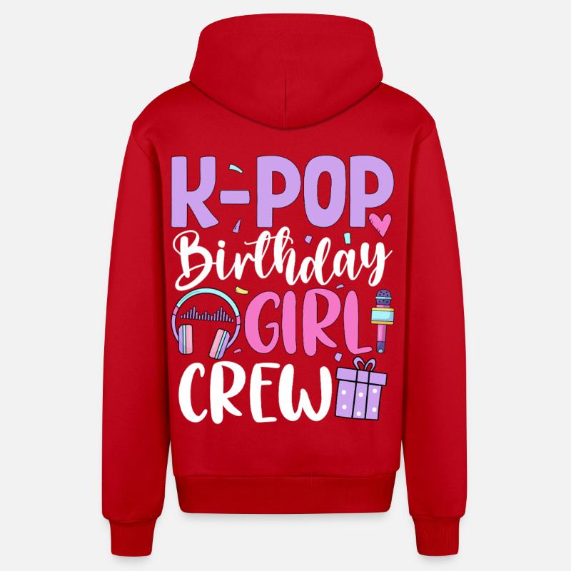 K Pop Équipe des Filles d’Anniversaire - Veste à capuche bio décontractée fabriquée en UE - rouge