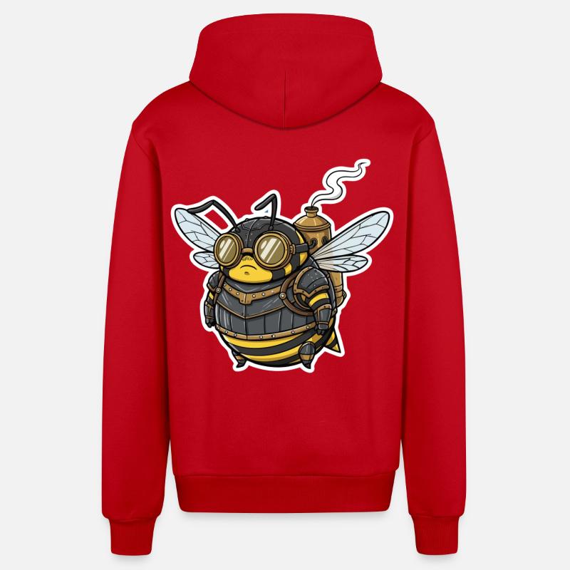 Steampunk Worker Bee Gepanzerte Brille - Organic Relaxed Kapuzenjacke Made in EU - Rot