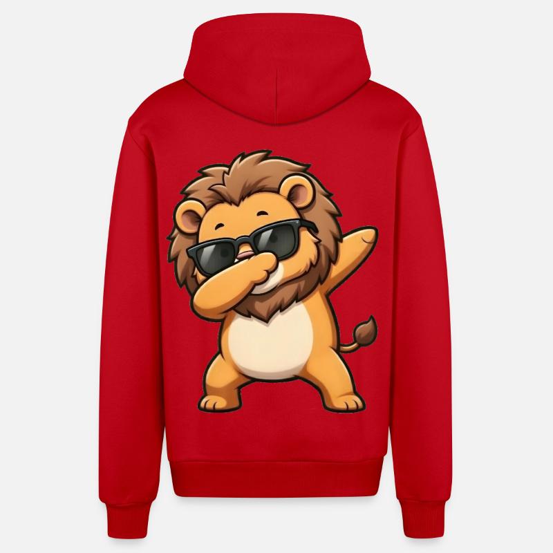 Dabbing Löwe - Organic Relaxed Kapuzenjacke Made in EU - Rot