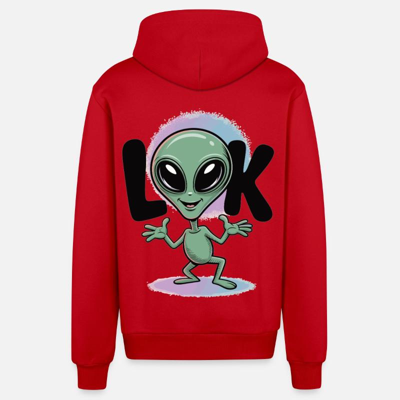 T-shirt extraterrestre Look Comic Space - Veste à capuche bio décontractée fabriquée en UE - rouge