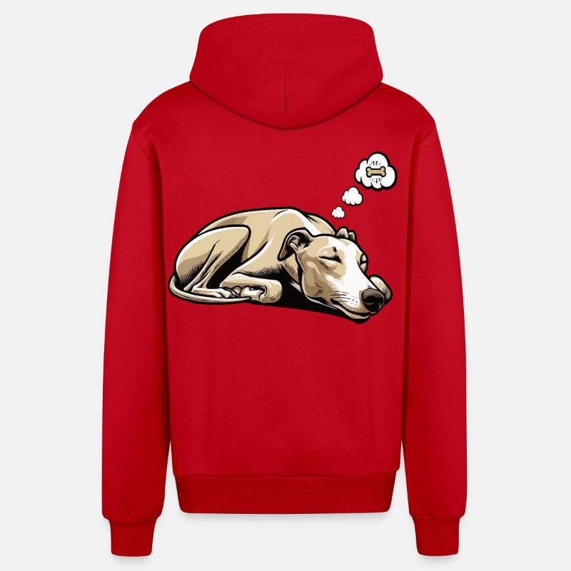 Whippet Greyhound Whippets Propriétaire de lévrier - Veste à capuche bio décontractée fabriquée en UE - rouge