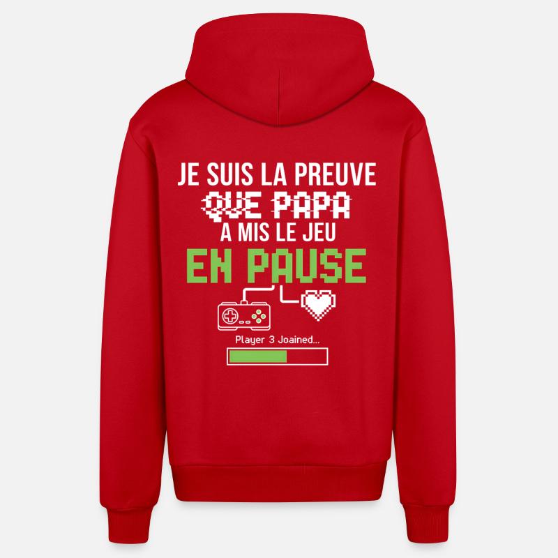 Pause Pixel Vert – Jeu Retro - Veste à capuche bio décontractée fabriquée en UE - rouge