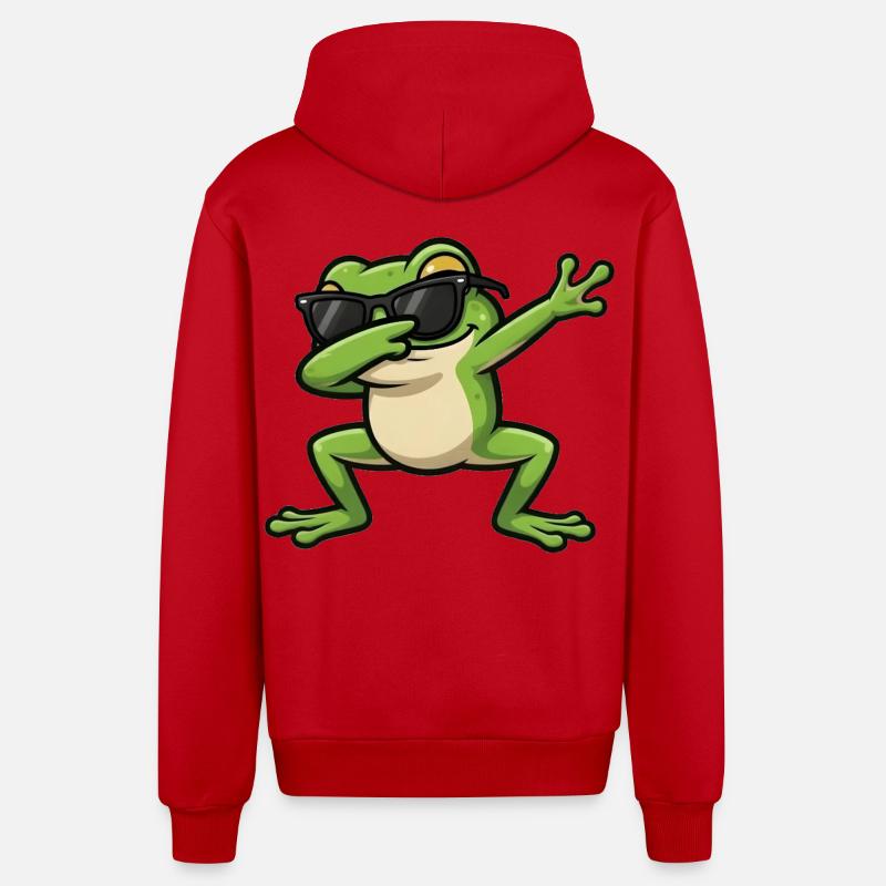 Grenouille à tamponner - Veste à capuche bio décontractée fabriquée en UE - rouge