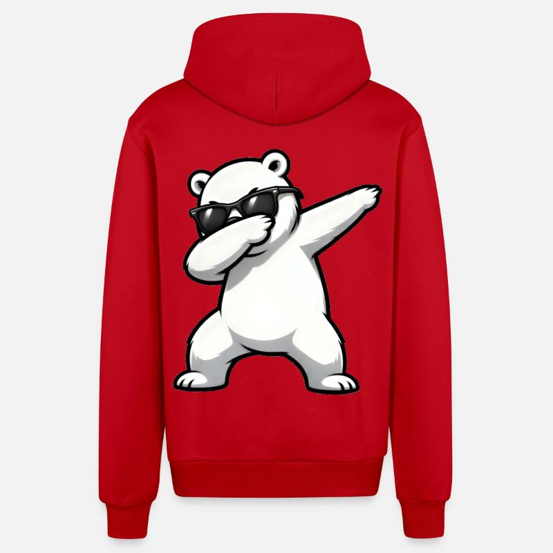 Dabbing Eisbär - Organic Relaxed Kapuzenjacke Made in EU - Rot