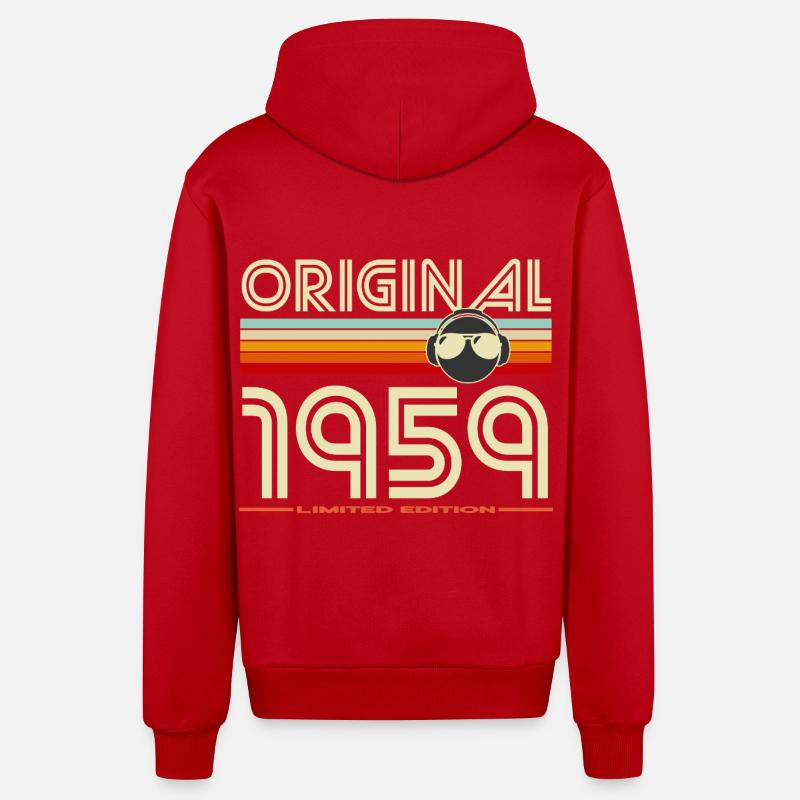 Rétro 1959 Édition Limitée - Veste à capuche bio décontractée fabriquée en UE - rouge