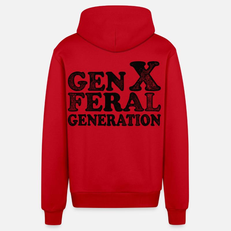 Génération Féroce Vintage Génération X - Veste à capuche bio décontractée fabriquée en UE - rouge