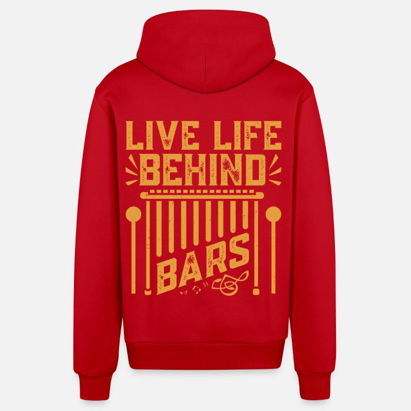 Marimbist Leben hinter Gittern Percussion Pit - Organic Relaxed Kapuzenjacke Made in EU - Rot