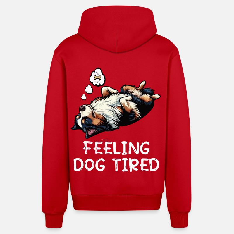 Feeling Dog Tired Australian Shepherd Aussiehalter - Organic Relaxed Kapuzenjacke Made in EU - Rot