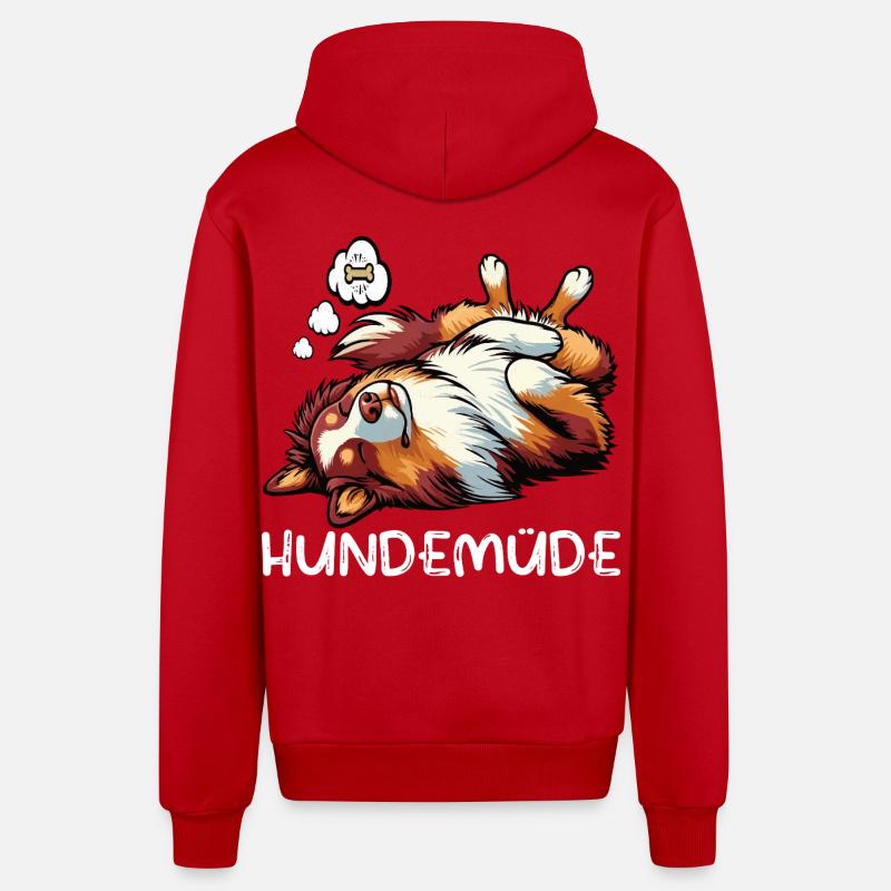 Hundemüde Australian Shepherd Aussie Aussiehalter - Organic Relaxed Kapuzenjacke Made in EU - Rot