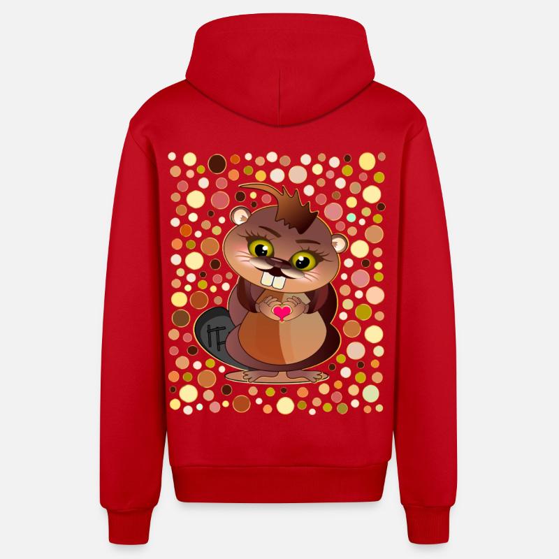 Points de castor - Veste à capuche bio décontractée fabriquée en UE - rouge