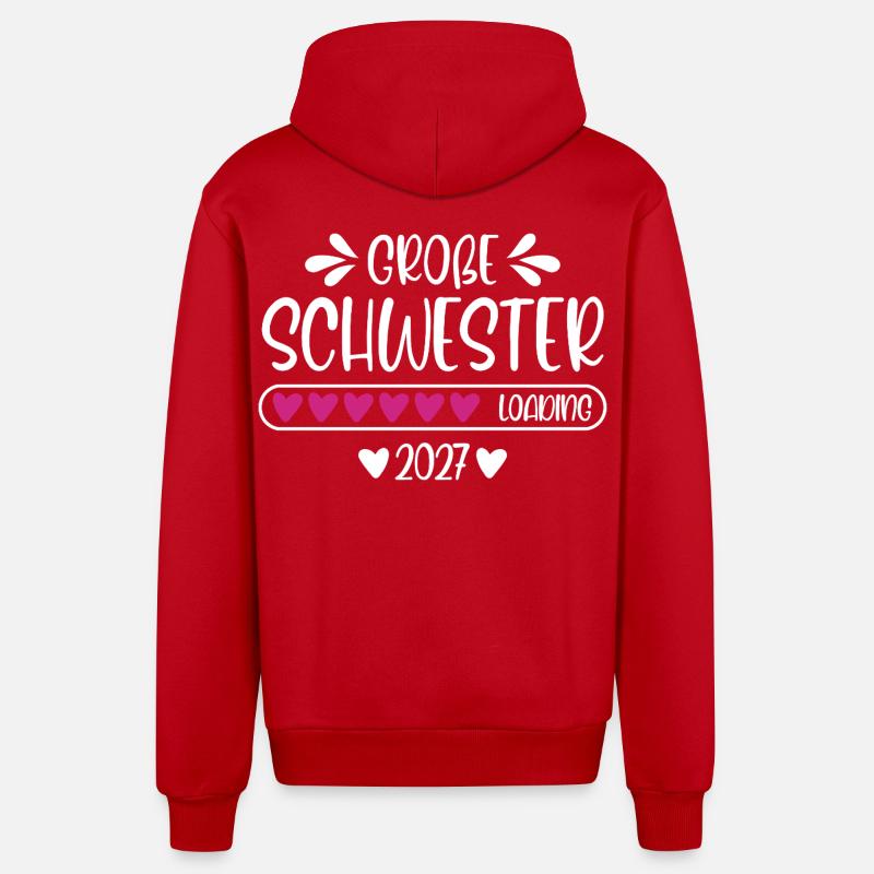 Große Schwester 2027 loading - Organic Relaxed Kapuzenjacke Made in EU - Rot