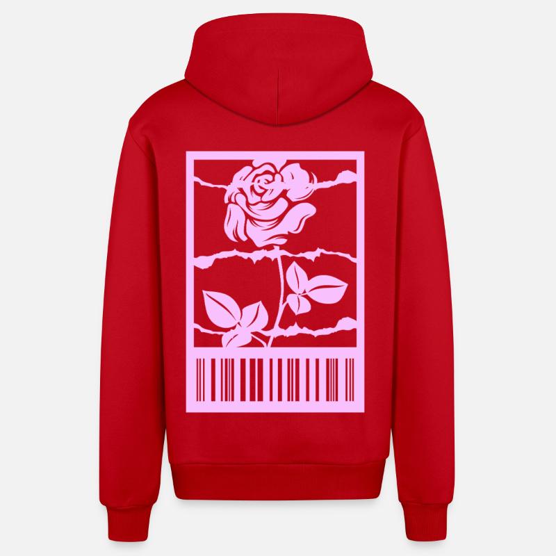 Gothic Rose Stacheldraht Strichcode Urban Style - Organic Relaxed Kapuzenjacke Made in EU - Rot