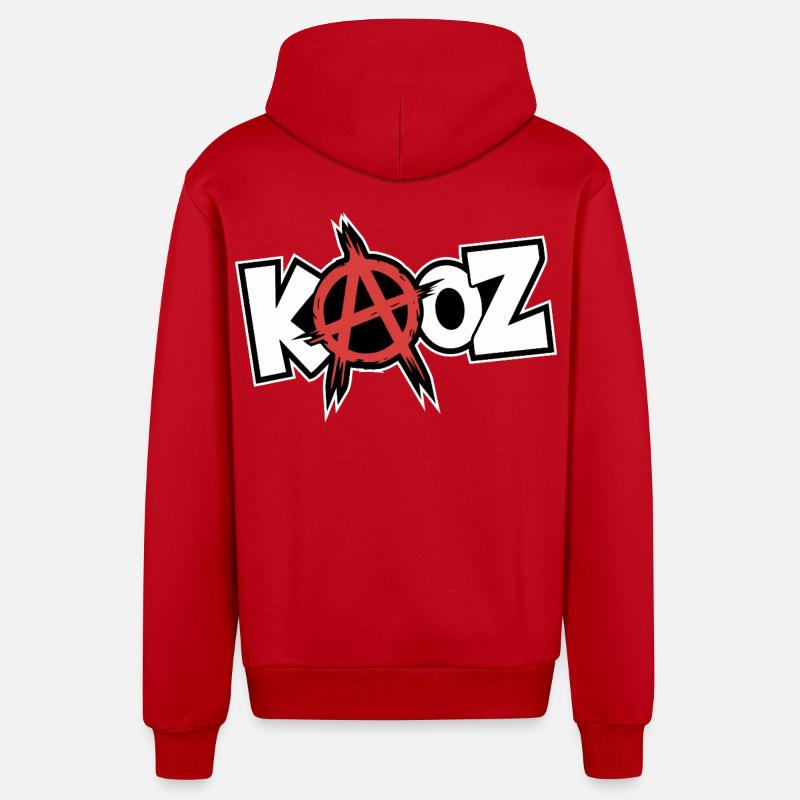 Kool KAOZ Anarchy Graffiti - Organic Relaxed Hooded Jacket Made in EU - red