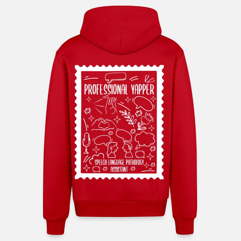 Professionelle Yapper Speech Language SLP - Organic Relaxed Kapuzenjacke Made in EU - Rot
