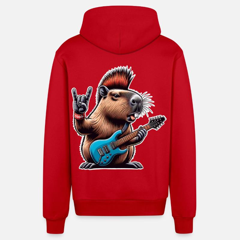 Guitariste électrique Rock N Roll - Veste à capuche bio décontractée fabriquée en UE - rouge