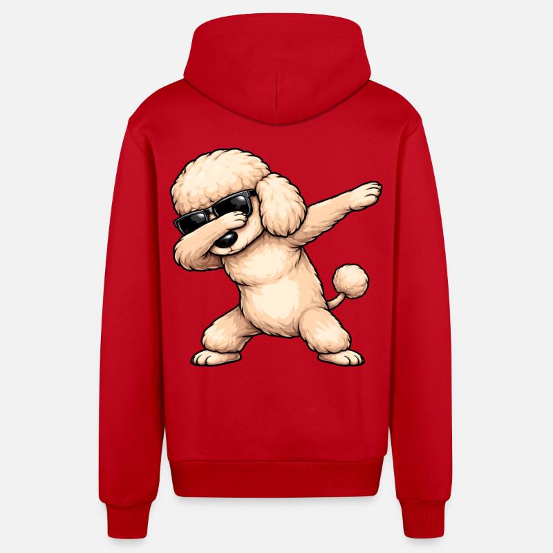 Caniche en train de dobber - Veste à capuche bio décontractée fabriquée en UE - rouge
