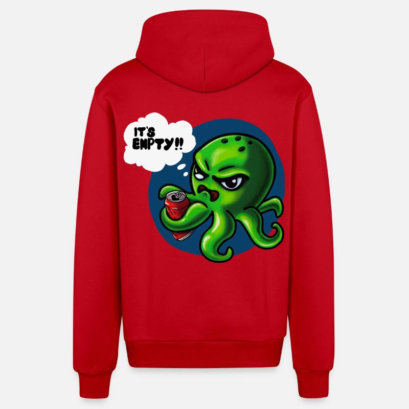 Grumpy Kraken - Veste à capuche bio décontractée fabriquée en UE - rouge
