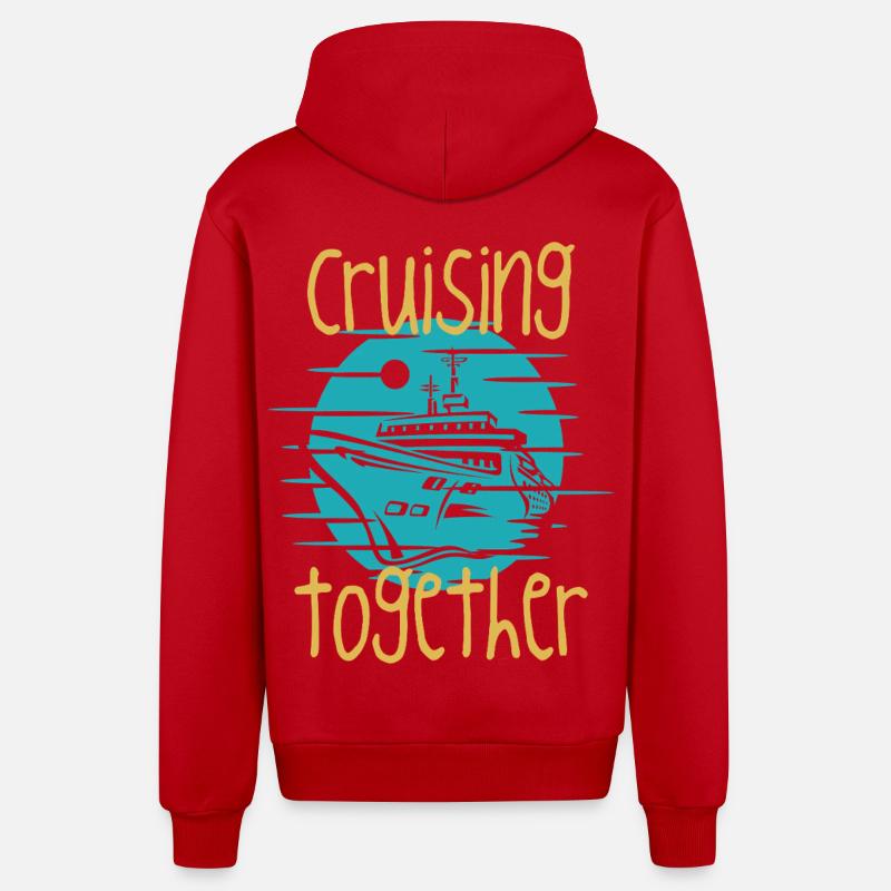 Graphique du bateau de croisière ensemble - Veste à capuche bio décontractée fabriquée en UE - rouge