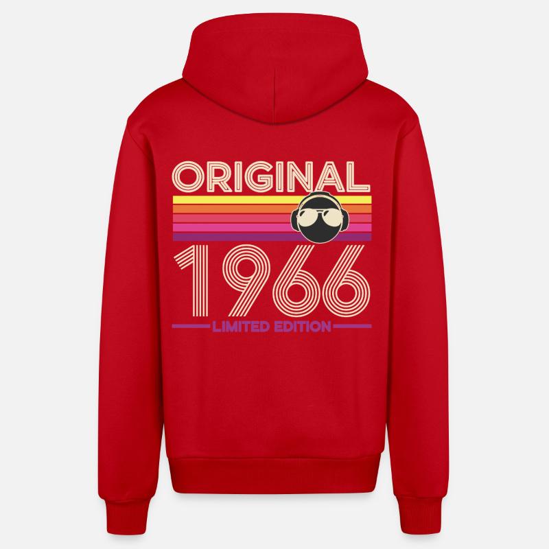 Original 1966 Édition Limitée Retro - Veste à capuche bio décontractée fabriquée en UE - rouge