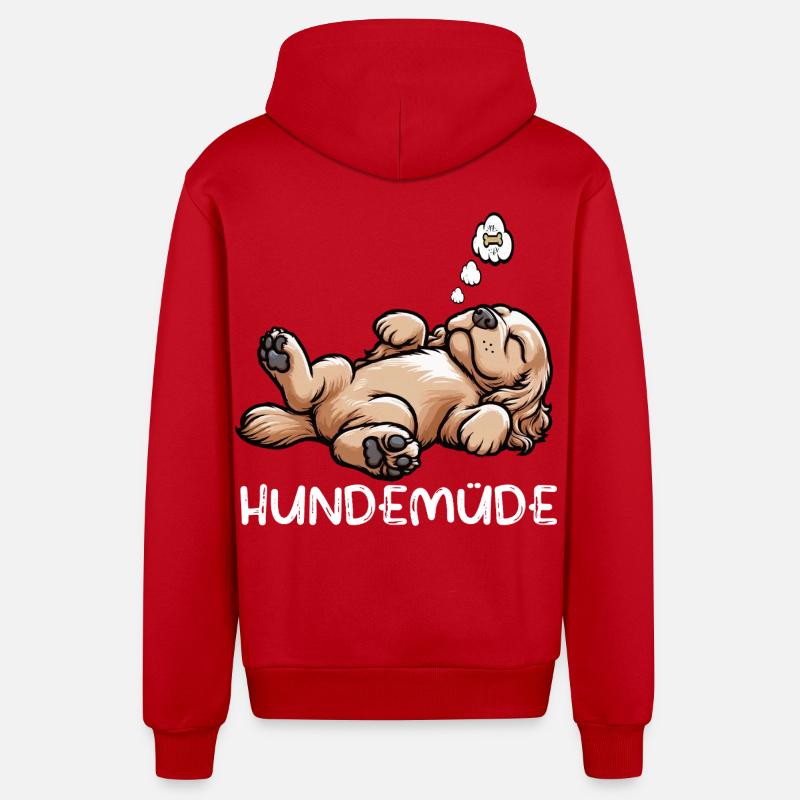 Hundemüde Cocker Spaniel Cockerhund Cockerbesitzer - Organic Relaxed Kapuzenjacke Made in EU - Rot