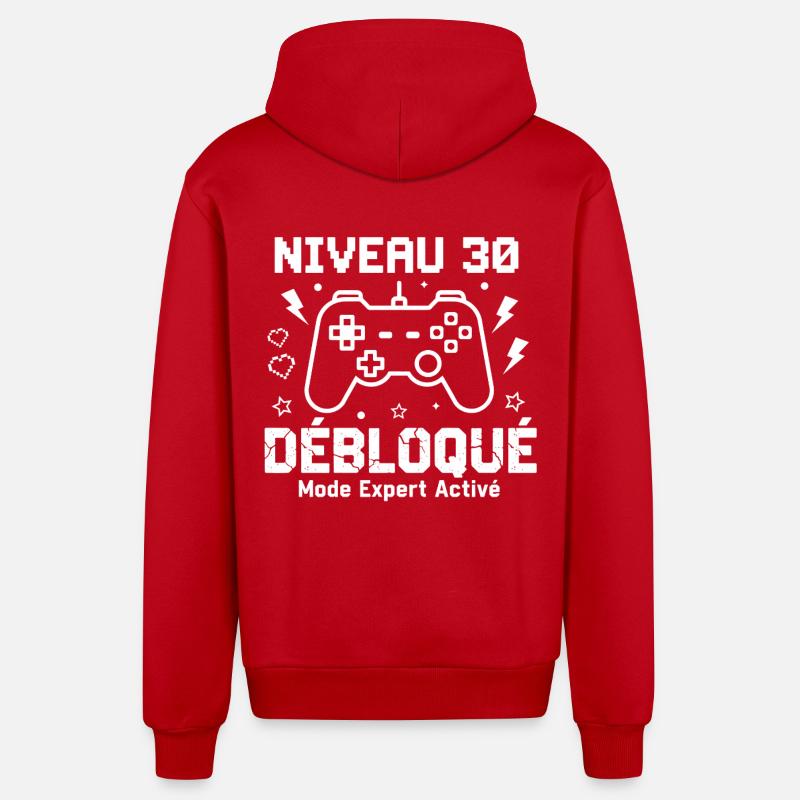 Niveau 30 Débloqué Mode Expert - Veste à capuche bio décontractée fabriquée en UE - rouge