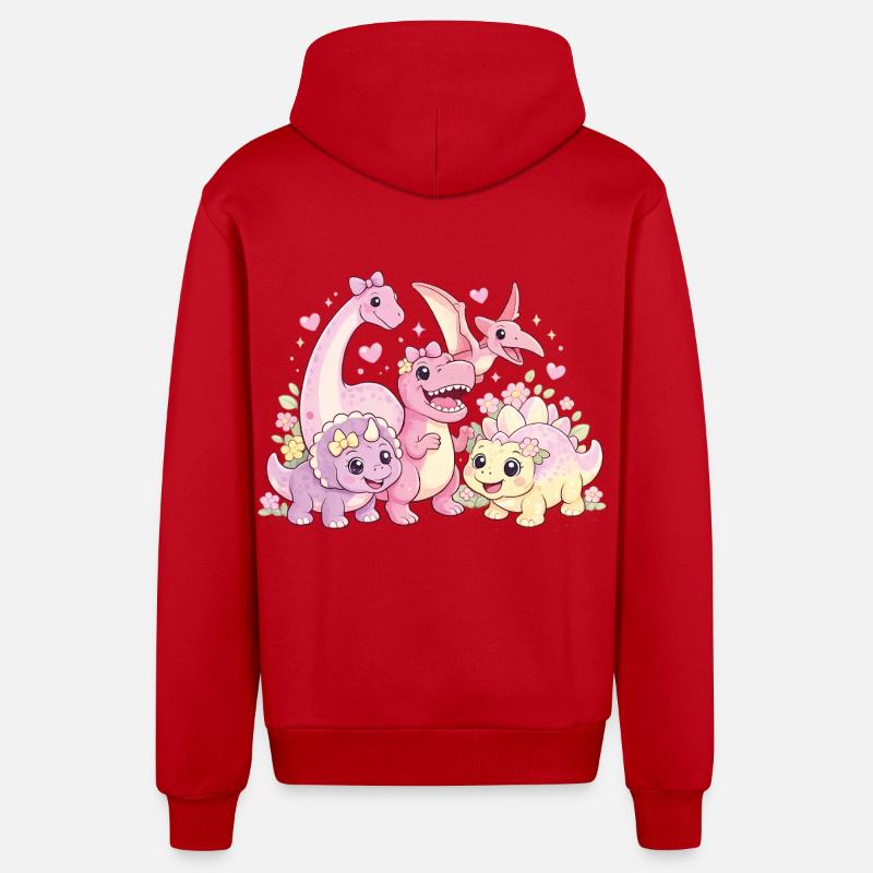 Meuble Troupe de Dinos Filles Mignonnes - Veste à capuche bio décontractée fabriquée en UE - rouge