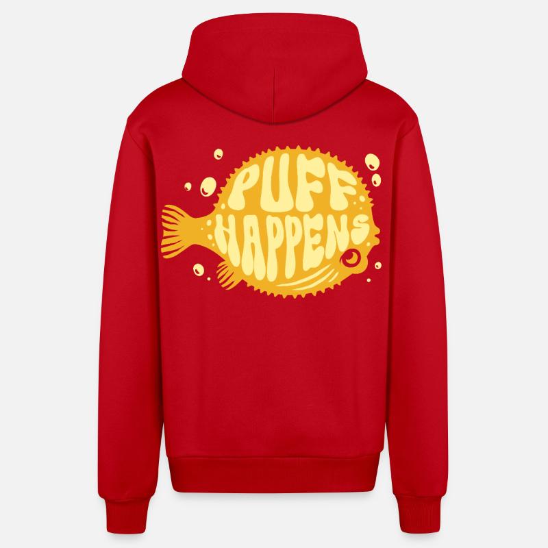 Le Poisson-Globe Suff Arrive - Veste à capuche bio décontractée fabriquée en UE - rouge