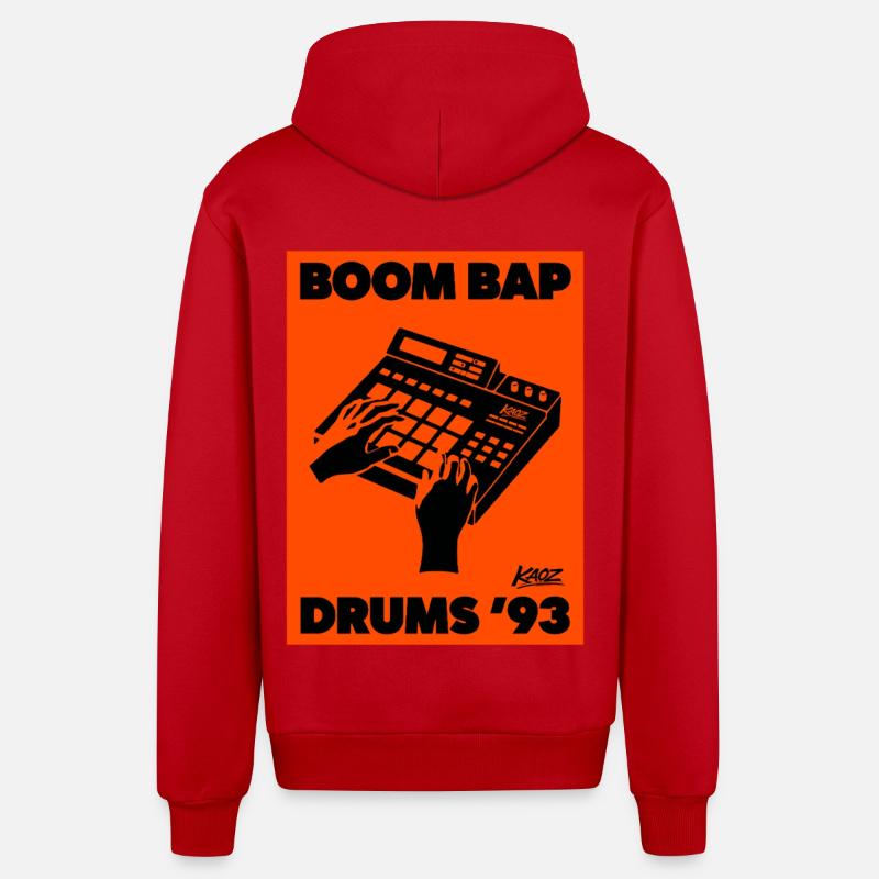 Boom Bap Drums '93 Rétro - Veste à capuche bio décontractée fabriquée en UE - rouge
