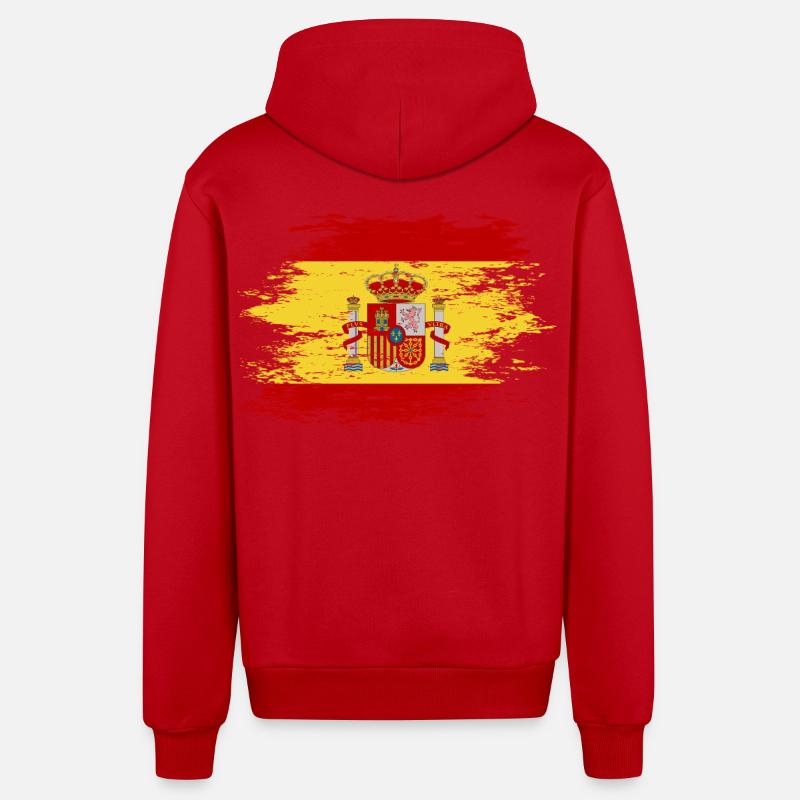 Drapeau de l’Espagne utilisé - Veste à capuche bio décontractée fabriquée en UE - rouge