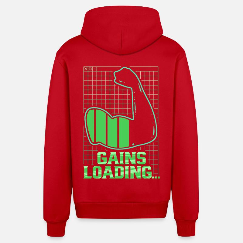 Biceps Biceps Training Gym Gains Loading - Organic Relaxed Hooded Jacket Made in EU - red