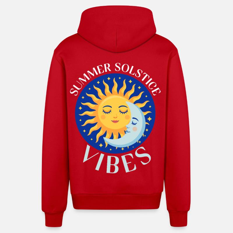 Litha Pagan Solstice d’été Midsommar - Veste à capuche bio décontractée fabriquée en UE - rouge