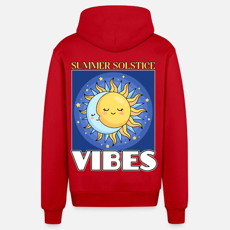 Litha Pagan Solstice d’été Midsommar - Veste à capuche bio décontractée fabriquée en UE - rouge