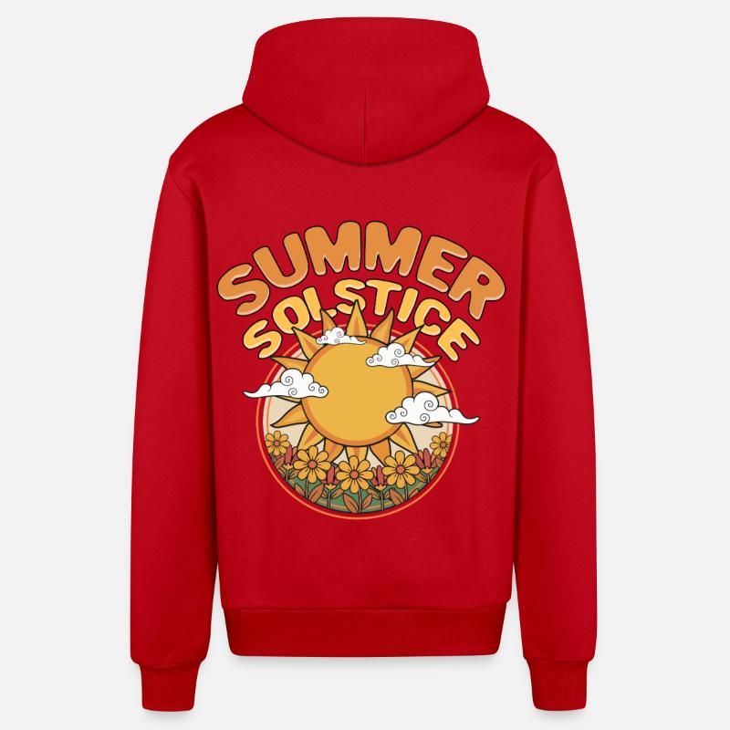 Litha Pagan Solstice d’été Midsommar - Veste à capuche bio décontractée fabriquée en UE - rouge