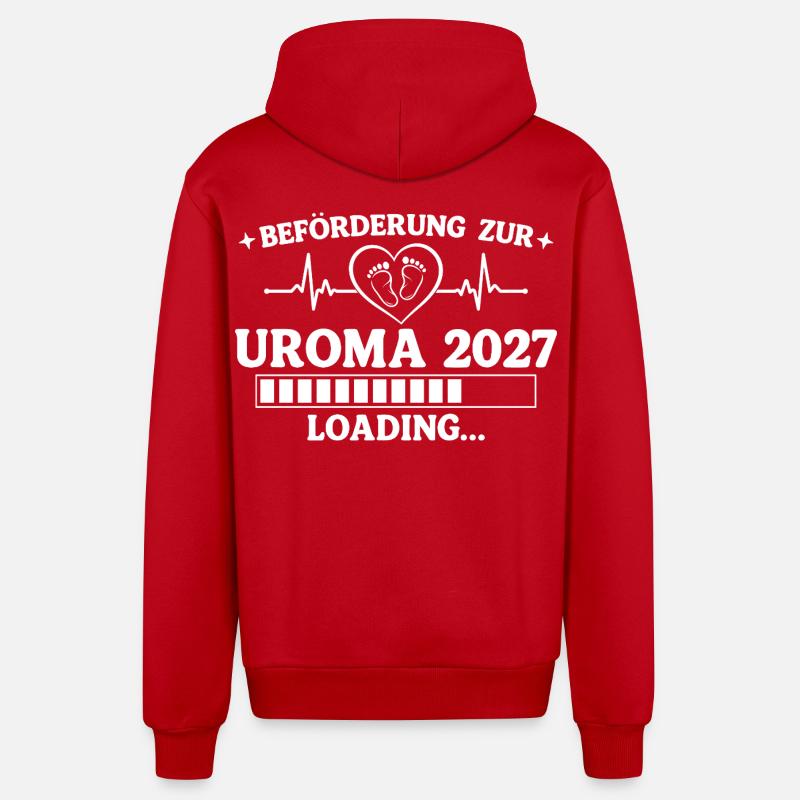 Uroma 2027 Loading – Beförderung zur Urgroßmutter - Organic Relaxed Kapuzenjacke Made in EU - Rot