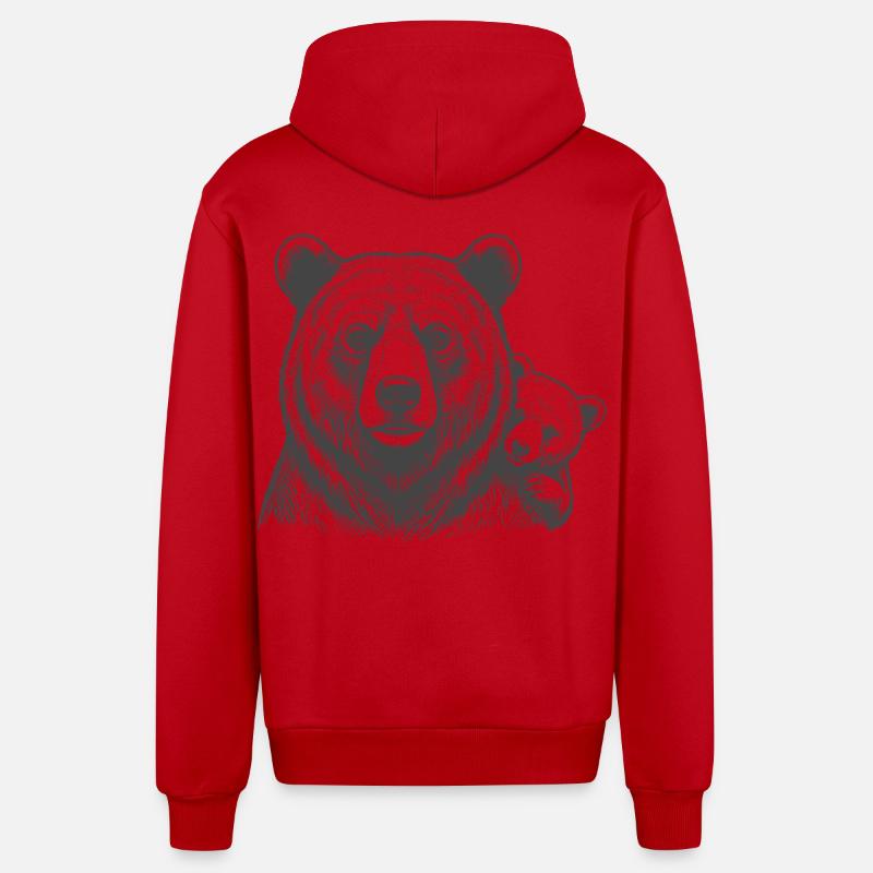 Papa et bébé des Bears - Veste à capuche bio décontractée fabriquée en UE - rouge